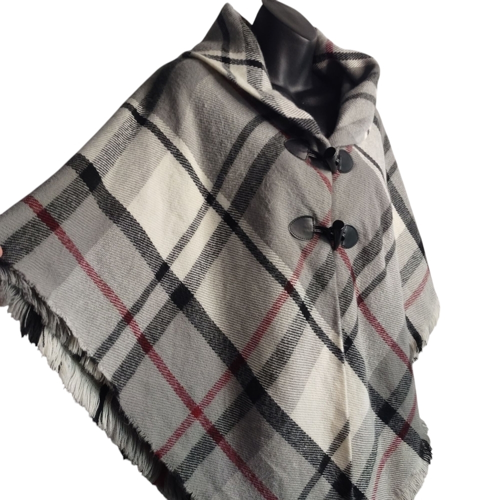 St. John's Bay Womens Classic Multicolor Plaid Sweater Poncho One Size N… - Picture 6 of 10